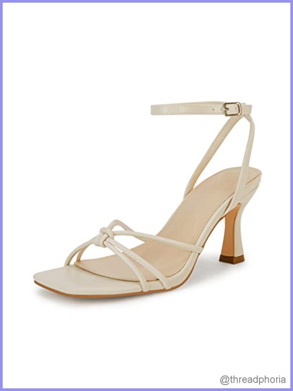 Women's Square Open Toe Heeled Sandals Stiletto Kitten Heel Ankle Buckle